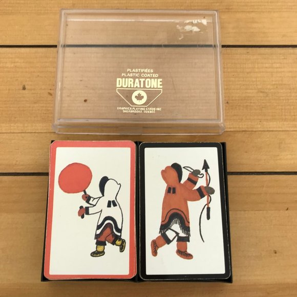 Inuit Artwork Duratone Plastic Coated Playing Cards Vintage Canadian Arctic PC-3 - Picture 1 of 8
